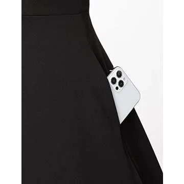 Milreason 1950s Dresses for Women Vintage Goth Swing Cocktail Dress with Pockets and Chiffon Shawl Black