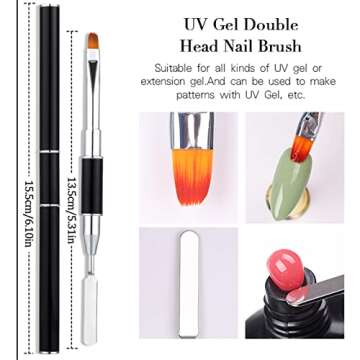 NAISKA 120 Pieces Dual Nail Forms Set Nail Extension Gel Acrylic Nails Form Press on Nail Molds with 12 Sizes Coffins Nails，Polygel Brush,1Pcs Professional 7 Way Nail File and 5 Pcs Nail Clips