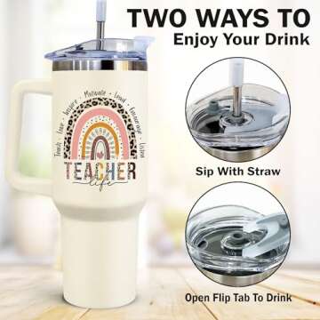 Teacher Christmas Gifts, Christmas Gifts for Teacher - Teacher Gifts for Women, Teacher Gifts for Christmas - Teacher Appreciation Gifts for Women - Best Teacher Gifts Ideas, Teacher Cup 40 oz