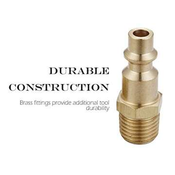 T TANYA HARDWARE Air Hose Fittings And Air Coupler Plug, Air Compressor Quick-Connect MNPT Male Plug Kit (Industrial Type D, 1/4-Inch NPT Male Thread, Solid Brass, 2 Piece)