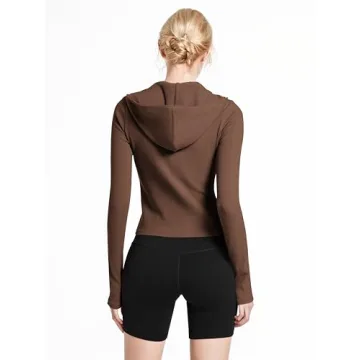 Abonlen Ribbed Women’s Zip-Up Cropped Hoodie - Cozy Style