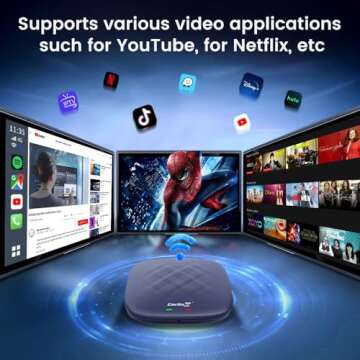 CarlinKit Android 13.0 CarPlay Ai Box Max,8GB+128GB,8-Core,Ai Box,Support Wireless CarPlay/Wireless Android Auto,for Netflix,YouTube,Hulu, 50% Performance Increase.