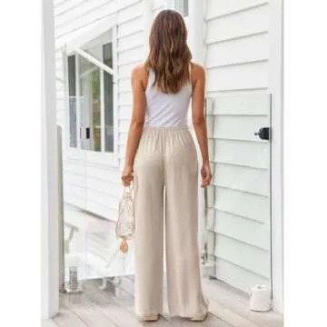 LILLUSORY Linen Wide Leg Pants for Women Summer Style