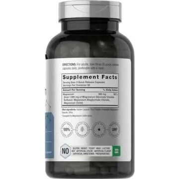 Horbäach Chelated Magnesium 360mg | 240 Capsules | High Absorption & Non-GMO