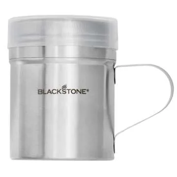 Blackstone 5072 Stainless Steel Handle 2 Pack Versatile Dredge Shaker with Lid for Sugar, Cinnamon, Pepper, Salt, Seasonings, Spice Can Container Tins for Home, Café, Restaurant