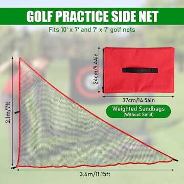 TOBWOLF 7ft Golf Shank Net Attachment for Golf Hitting Nets, Golf Barrier Side Net Extension with Sa...