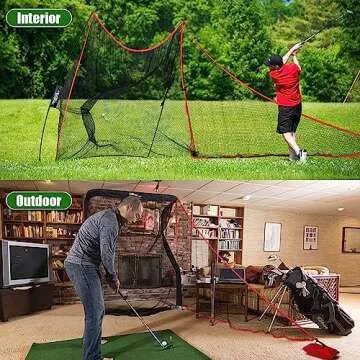 TOBWOLF 7ft Golf Shank Net Attachment for Golf Hitting Nets, Golf Barrier Side Net Extension with Sandbag, Golf Mesh Side Net Golf Triangle Side Wings, Golf Sports Practice Net for Indoor Outdoor