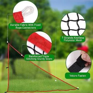 TOBWOLF 7ft Golf Shank Net Attachment for Golf Hitting Nets, Golf Barrier Side Net Extension with Sandbag, Golf Mesh Side Net Golf Triangle Side Wings, Golf Sports Practice Net for Indoor Outdoor