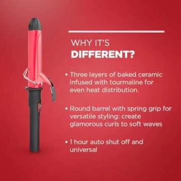 FHI HEAT Platform Tourmaline Ceramic Professional Curling Iron, 1 ¼-Inch