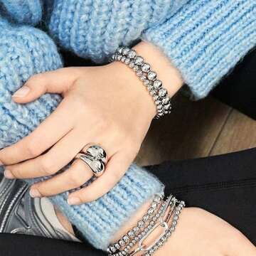 Me&Hz Chunky Dome Rings 925 Sterling Silver Plated Minimalist Statement Rings for Women Men Stackabl...