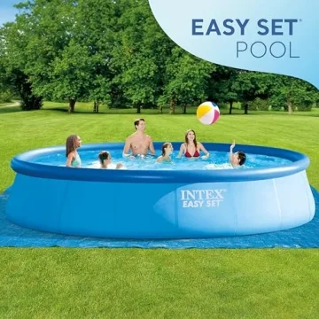 INTEX 28131EH Easy Set Inflatable Swimming Pool Set: 12ft x 30in – Includes 530 GPH Cartridge Filter Pump – Puncture-Resistant Material – 1485 Gallon Capacity – 23in Water Depth