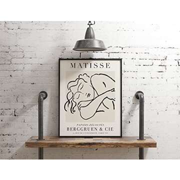 Matisse Sleeping Woman Exhibition Poster Wall Art Print | 11x14 UNFRAMED | Beige, Tan Neutral Abstra...