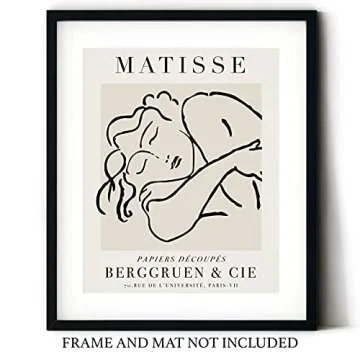 Matisse Sleeping Woman Exhibition Poster Wall Art Print | 11x14 UNFRAMED | Beige, Tan Neutral Abstract, Minimalist Modern Wall Decor