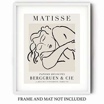 Matisse Sleeping Woman Exhibition Poster Wall Art Print | 11x14 UNFRAMED | Beige, Tan Neutral Abstract, Minimalist Modern Wall Decor