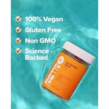 RETRO Gummy Glowing Skin Vitamins for Collagen Production - Astaxanthin, Vitamin E, Bamboo Extract, Hibiscus, & Vitamin C - Vegan Skin Vitamin Gummies for Smooth Skin & Hydration, 50 Count (Pack of 1)