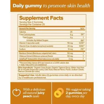 RETRO Gummy Glowing Skin Vitamins for Collagen Production - Astaxanthin, Vitamin E, Bamboo Extract, Hibiscus, & Vitamin C - Vegan Skin Vitamin Gummies for Smooth Skin & Hydration, 50 Count (Pack of 1)