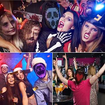 Keledz Led Mask, Light up Mask with Gesture Sensing Control, LED Lighted Face Transforming for Costu...