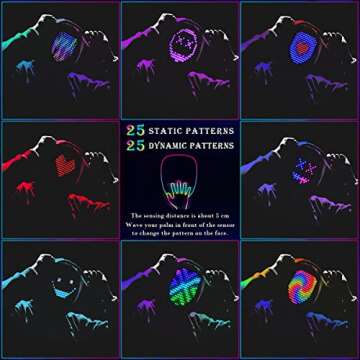 Keledz Led Mask, Light up Mask with Gesture Sensing Control, LED Lighted Face Transforming for Costume Cosplay Party Masquerade, Hallowee Mask