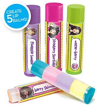 Horizon Group USA Barbie Make Your Own Layered Lip Balm Kit, DIY 5 Custom Lip balms by Mixing Flavors Like Vanilla, Strawberry, Watermelon & Tropical Punch, Multicolored