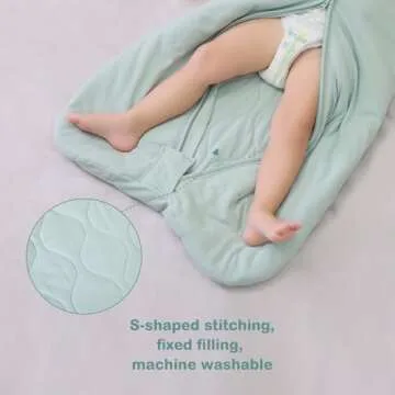 Mosebears Sleep Sack Baby Winter Wearable Blanket with 2-Way Zipper,2.5 TOG Cotton Sleep Sack Unisex (Calm Sage, 12-18 Months)