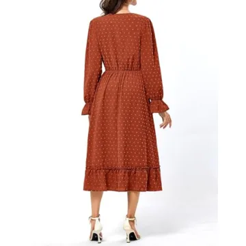 Elegant Swiss Dot Ruffle Maxi Dress for Women