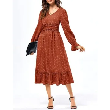 Elegant Swiss Dot Ruffle Maxi Dress for Women