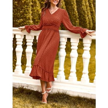 Elegant Swiss Dot Ruffle Maxi Dress for Women