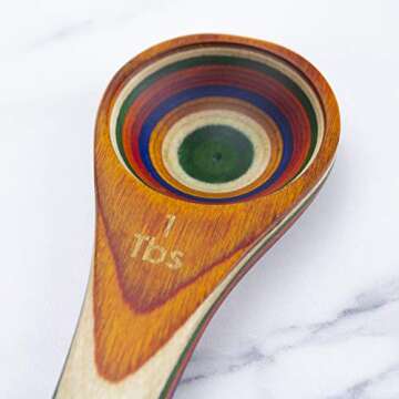 Totally Bamboo Baltique Marrakesh Collection 2 in 1 Wooden Measuring Spoon with Tablespoon and Teaspoon Measurements
