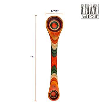 Totally Bamboo Baltique Marrakesh Collection 2 in 1 Wooden Measuring Spoon with Tablespoon and Teaspoon Measurements