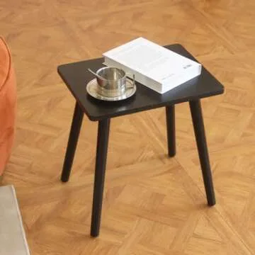 AWASEN Side Table, Small Black End Accent Table for Living Room Bedroom Office Small Spaces, Modern Side Table Nightstand with Solid Wood, Easy Assembly, (Black)