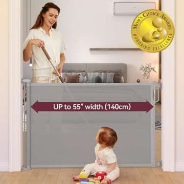 Momcozy Baby Gate, Retractable Baby Gate or Dog Gate 【Easy to USE】 for 33" Tall, Extends up to 5...