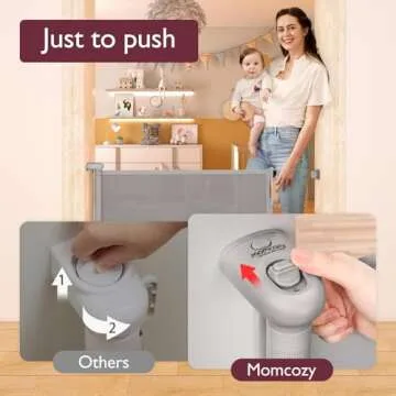 Momcozy Baby Gate, Retractable Baby Gate or Dog Gate 【Easy to USE】 for 33" Tall, Extends up to 55" Wide, Baby Gate for Stairs, Doorways, Hallways, Indoor, Outdoor
