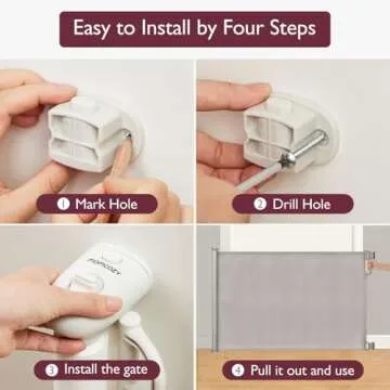 Momcozy Baby Gate, Retractable Baby Gate or Dog Gate 【Easy to USE】 for 33" Tall, Extends up to 55" Wide, Baby Gate for Stairs, Doorways, Hallways, Indoor, Outdoor