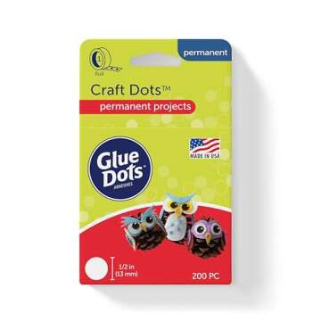 Glue Dots, Craft Dots, Double-Sided, 1/2", .5 Inch, 200 Dots, DIY Craft Glue Tape, Sticky Adhesive G...