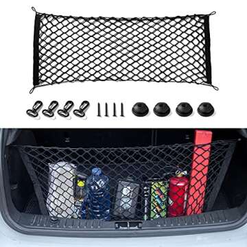 Amiss Cargo Net Stretchable, Car Exterior Accessories, Adjustable Elastic Trunk Storage Net with Hoo...
