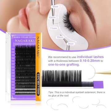 NAGARAKU Eyelash Extensions Soft Natural 0.07mm D curl