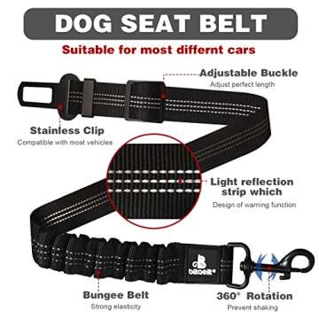 Dog Seat Belt,Retractable Dog Seatbelts Harness for Car,Adjustable Seatbelt Pet Safety Seat Belts wi...