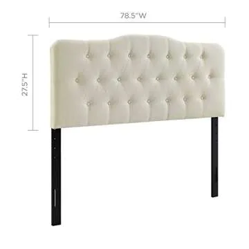 Modway Annabel Tufted Button Linen Fabric Upholstered King Headboard in Ivory