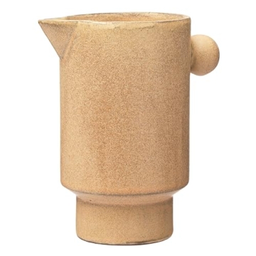 Creative Co-Op Modern Small Stoneware Pitcher or Vase, Putty Brown , 24 oz.