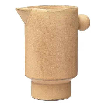 Creative Co-Op Modern Small Stoneware Pitcher or Vase, Putty Brown , 24 oz.