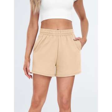 AUTOMET Womens Sweat Shorts Casual Summer Drawstring Comfy Elastic High Waist Running Clothes with P...