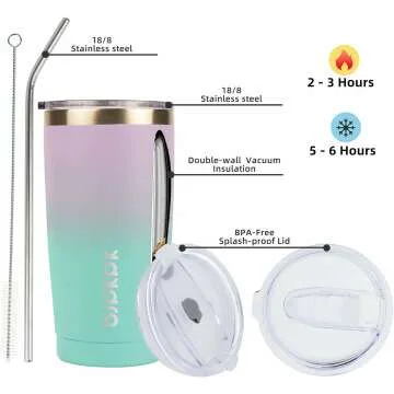 BJPKPK Insulated Stainless Steel Tumbler with Straw