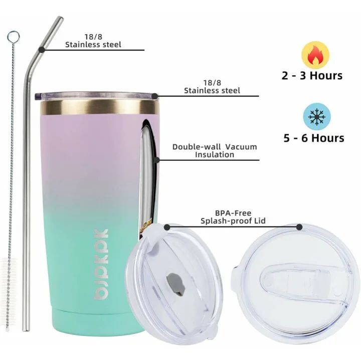BJPKPK Insulated Stainless Steel Tumbler with Straw