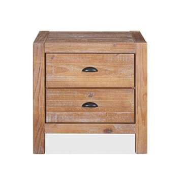 Grain Wood Furniture Montauk 2-Drawer Bedside Nightstand, Solid Wood with Driftwood Finish