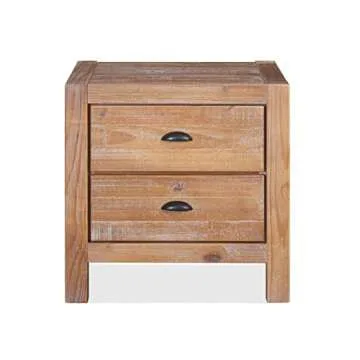 Grain Wood Furniture Montauk 2-Drawer Bedside Nightstand, Solid Wood with Driftwood Finish
