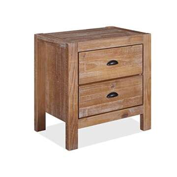 Grain Wood Furniture Montauk 2-Drawer Bedside Nightstand, Solid Wood with Driftwood Finish