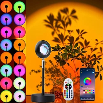 XINJI Sunset Lamp - 16 Colors RGB APP Controlled Mood Lighting, Perfect for Home Decor