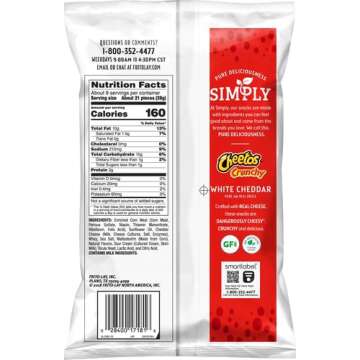 Simply Cheetos Crunchy White Cheddar - 8.5 Oz Delicious Snack