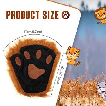 Hercicy Halloween Cosplay Animal Fingerless Fursuit Paws Furry Bear Cat Wolf Dog Gloves Costume Part...
