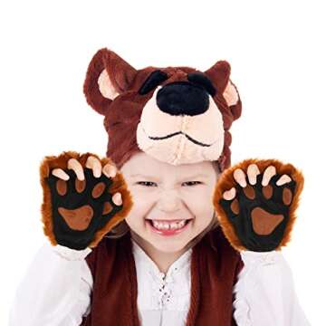 Hercicy Halloween Cosplay Animal Fingerless Fursuit Paws Furry Bear Cat Wolf Dog Gloves Costume Party Accessories for Adult (Brown)